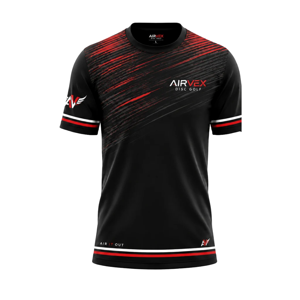 AirVex performance jersey — black with red streak print
