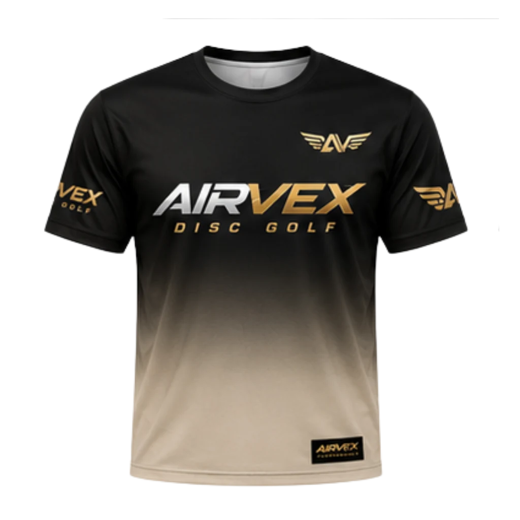 AirVex Elevate performance jersey — black and gold fade