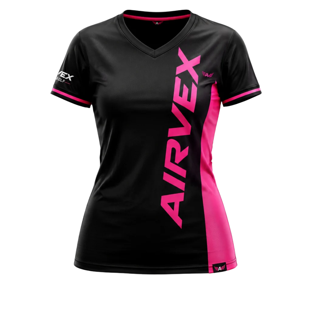 AirVex Rush performance jersey — black with pink AirVex print